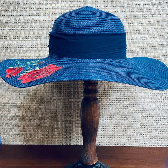 🌟3xHP🌟Glam Old Hollywood Rose Sequin Navy Hat - Picture 4 of 14